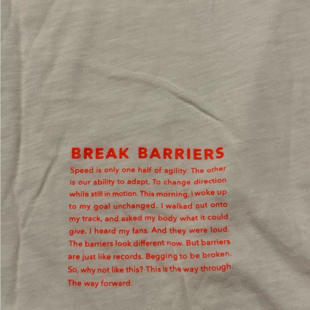 Athleta x Allyson Felix Womens Legend T Shirt “Break Barriers” | Small